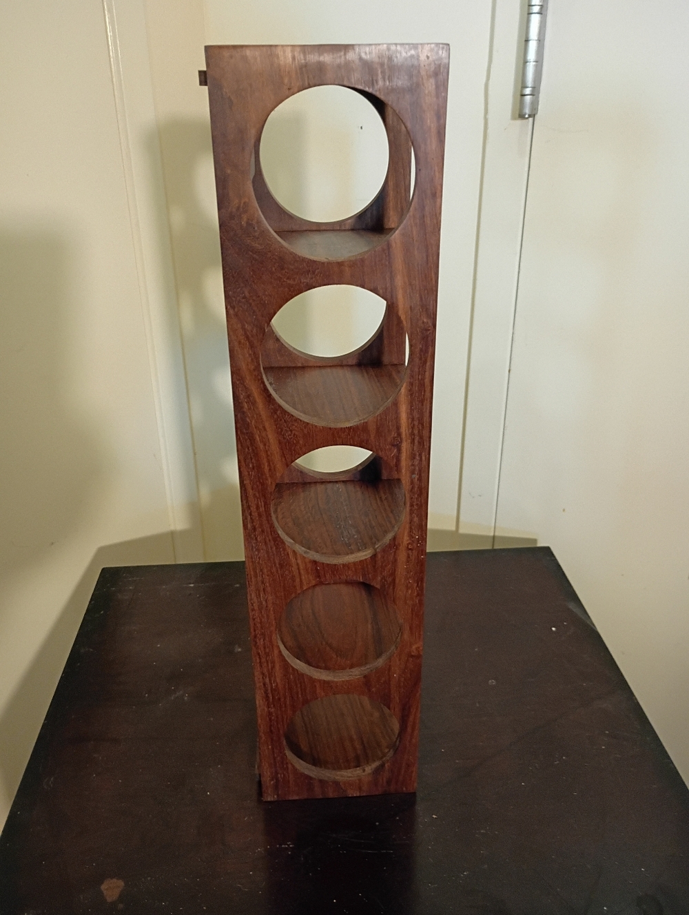 Crate & Barrel Sheesham Wood Vertical Wine Rack – 5 Bottle Capacity 20x5x5